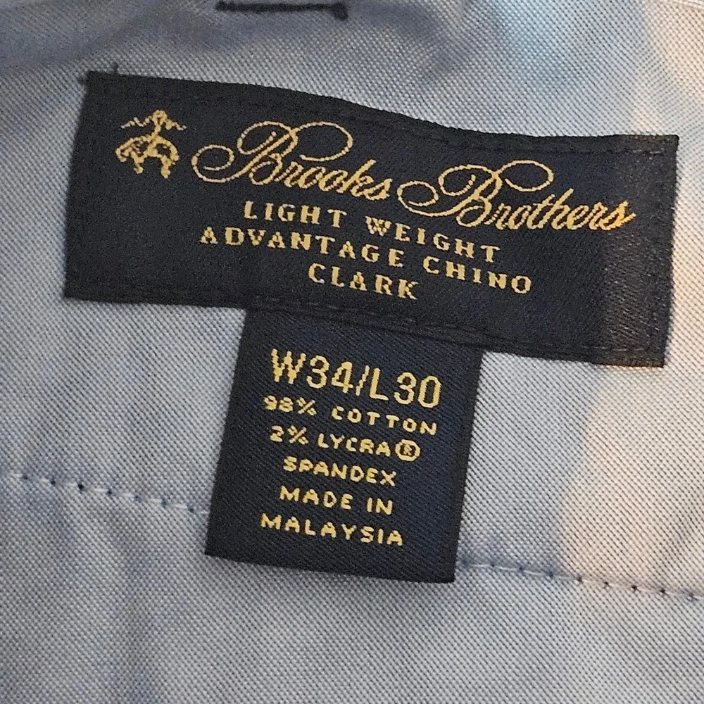 Brooks Brothers Clark Advantage Chino Pants Mens 33x30 Navy‎ Lightweight stretch